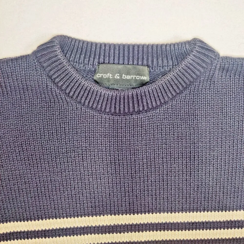 Vintage 90's Croft & Barrow 100% Cotton Knit Band Sweater Size S Long Sleeve